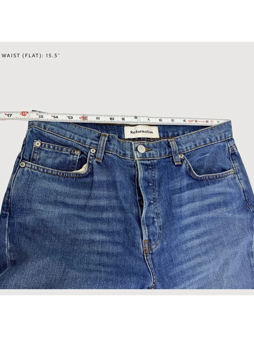 Reformation Mid Crop Flare Jeans Baltic Wash Size 30